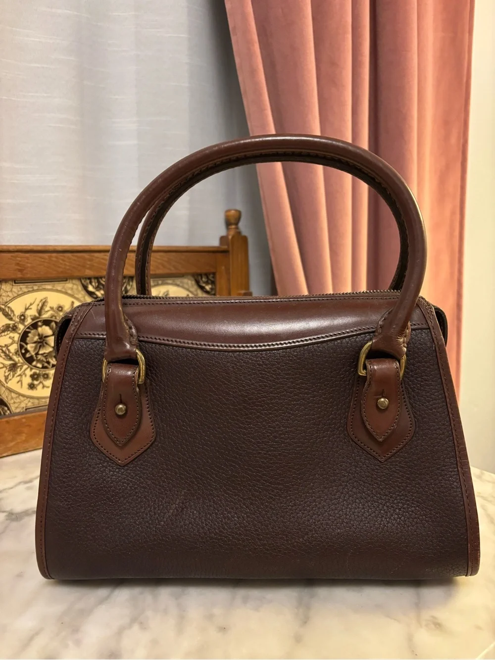 Vintage Dooney and Bourke Brown Leather Satchel Handbag
